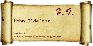 Hohn Ildefonz névjegykártya
